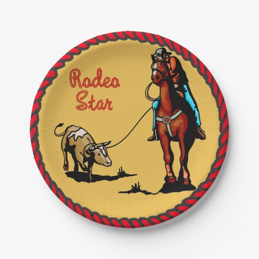 Borden voor western-party Steer Roping Paper Papieren Bordje (Voorkant)