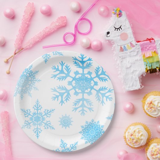 Borden voor winterweddenschap Snowflake Papieren Bordje (Feest)