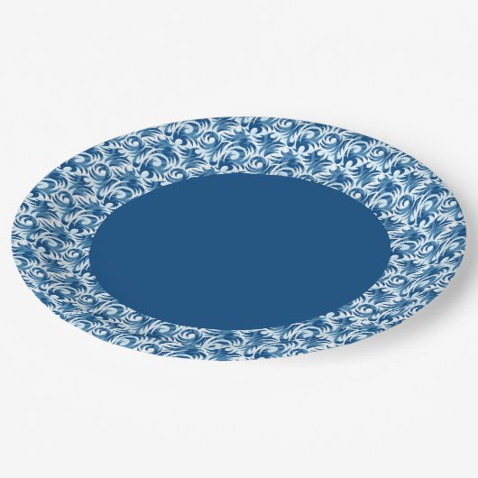 Borden voor wit en blauw patroonpapier papieren bordje (Gekanteld)