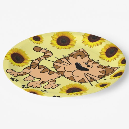 Borden voor zonnebloemkool Keukenpapier Papieren Bordje (Gekanteld)