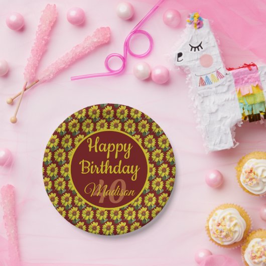Borden voor zonnebloempapier - Optionele personali Papieren Bordje (Feest)