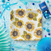 Borden voor zonnebloempatronen papieren bordje (Feest)