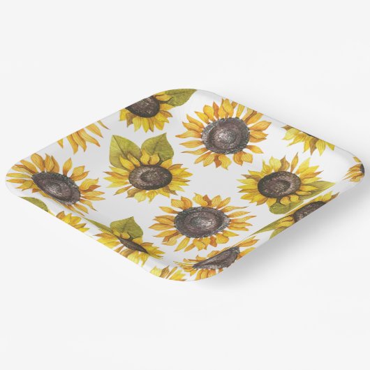 Borden voor zonnebloempatronen papieren bordje (Gebogen)