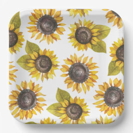 Borden voor zonnebloempatronen papieren bordje