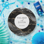 Borden voor zwart en goudglitter Agate Wedding Pap Papieren Bordje (Feest)
