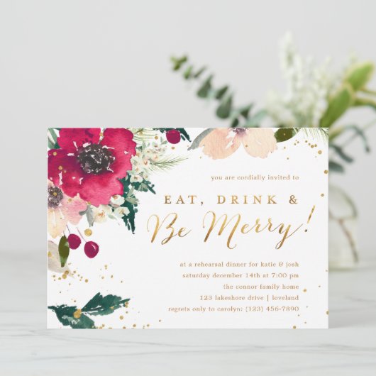 Bordeoefening "Eat Drink & Be Merry" Kaart (Staand voorkant)