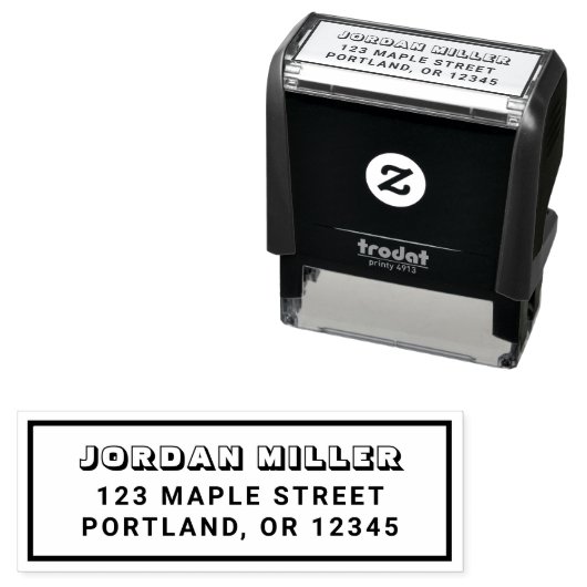 Border Blocky en Vetgedrukte naam Retouradres Zelfinktende Stempel (In situ)