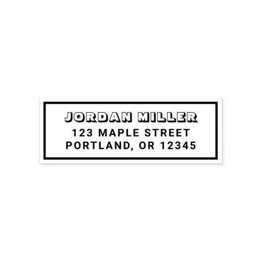 Border Blocky en Vetgedrukte naam Retouradres Zelfinktende Stempel (Design)