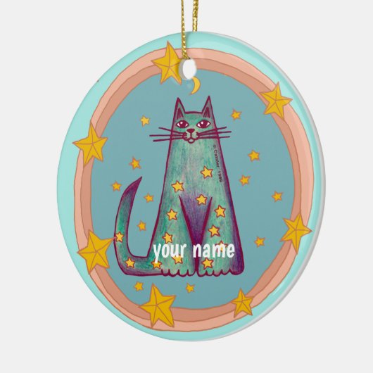Border Cat Keramisch Ornament (Links)