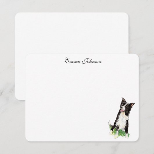 Border Colie aangepaste flat Bedankkaart (Voorkant / Achterkant)