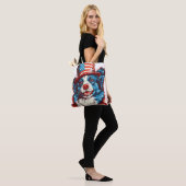Border colie met een Amerikaanse vlag pet Tote Bag (Op model)