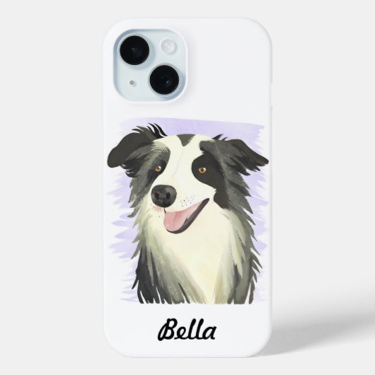 Border Collie | Aangepaste naam huisdier waterverf Case-Mate iPhone Case (Achterkant)