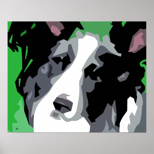 Border Collie Abstract Poster (Voorkant)
