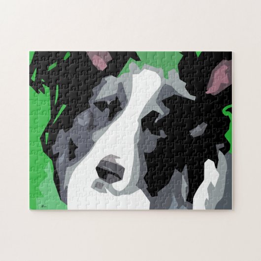 Border Collie Abstracte Dog Legpuzzel (Horizontaal)