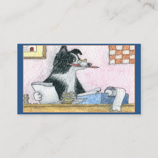 Border Collie-accountant belast met teruggave Visitekaartje (Voorkant)