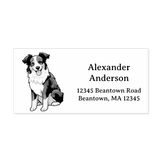 Border Collie Adres personaliseren Rubberstempel (Afrduk)