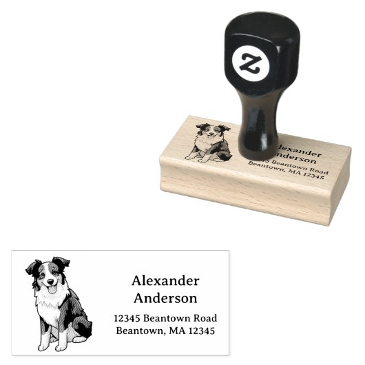 Border Collie Adres personaliseren Rubberstempel (Gestempeld)