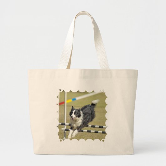 Border Collie Agility Canvas Bag Grote Tote Bag (Voorkant)