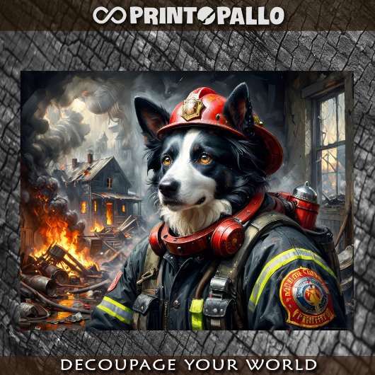 Border Collie als brandweerman - Tissuepapier