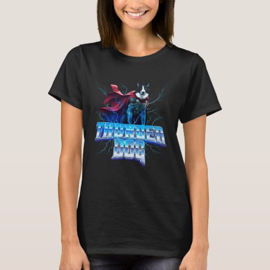 Border Collie als de God van de Donder en Bliksem T-shirt (Voorkant)