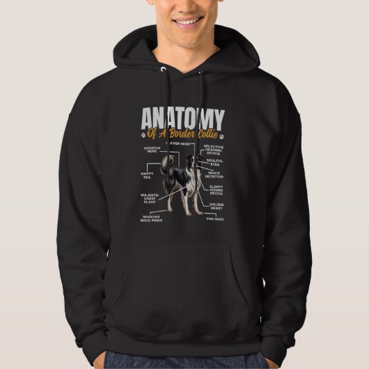 Border Collie ANATOMIE VAN EEN BORDER COLLIE Funny Hoodie (Voorkant)