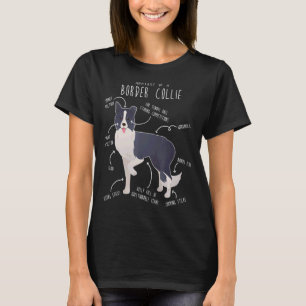 Border Collie Anatomy Cute Pet Dog mama Dog Dad T-shirt