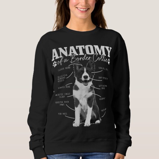 Border Collie Anatomy Funny Cute Dog Border Collie Trui (Voorkant)