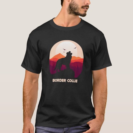 Border Collie and Mountain Premium T-shirt (Voorkant)
