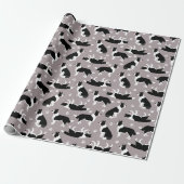 Border Collie and Paw Print Wrapping Paper Cadeaupapier (Uitgerold)