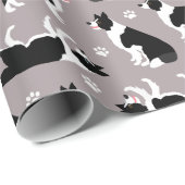 Border Collie and Paw Print Wrapping Paper Cadeaupapier (Rol Hoek)