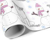Border Collie and Snowman Cadeaupapier (Rol Hoek)