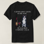 Border Collie and wine Funny dog T-shirt (Design voorkant)