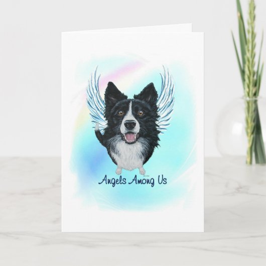 Border Collie Angel Dog Pet Sympathie Card Bedankkaart (Voorkant)