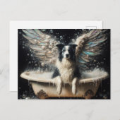 Border Collie Angel in het bubbelbad Briefkaart (Voorkant / Achterkant)