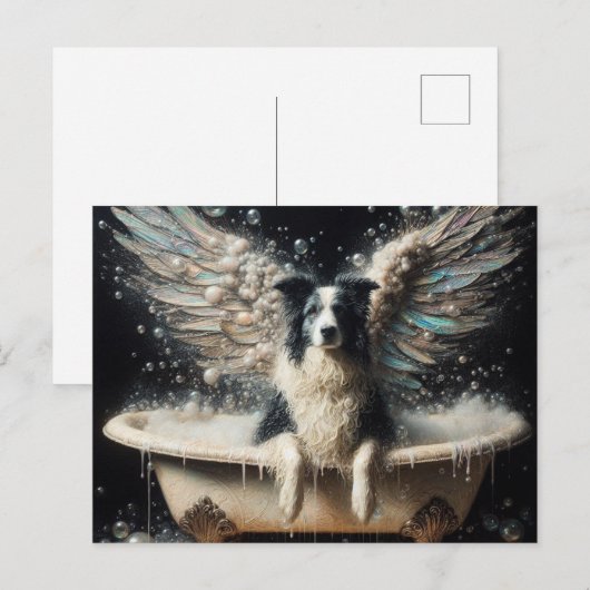 Border Collie Angel in het bubbelbad Briefkaart (Voorkant / Achterkant)