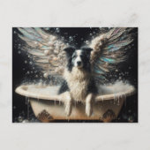 Border Collie Angel in het bubbelbad Briefkaart (Voorkant)