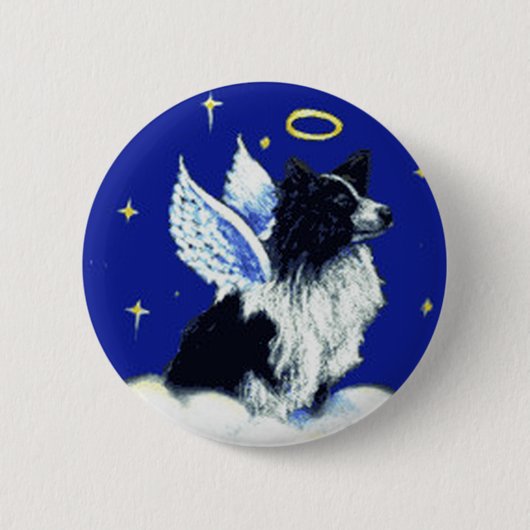 Border Collie Angel Pin Ronde Button 5,7 Cm (Voorkant)