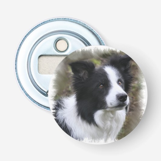 Border Collie Art Button Flesopener (Voorkant)