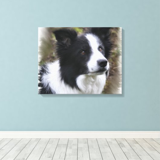 Border Collie Art Canvas Afdruk (Insitu (Houten vloer))