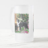 Border Collie Art Gifts Matglas Bierpul (Voorkant links)
