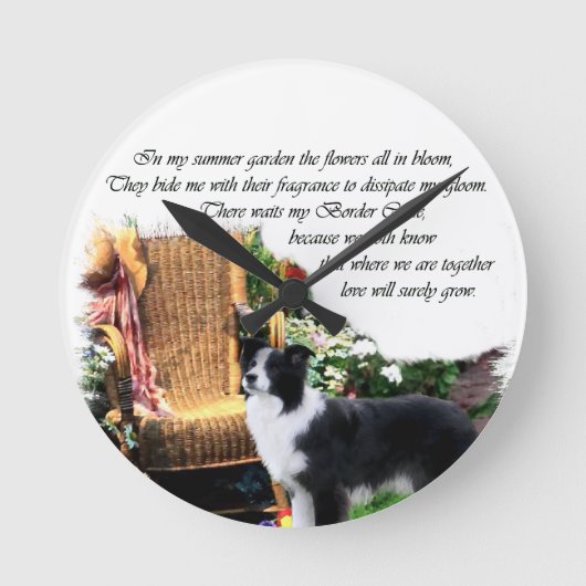 Border Collie Art Gifts Ronde Klok (Voorkant)