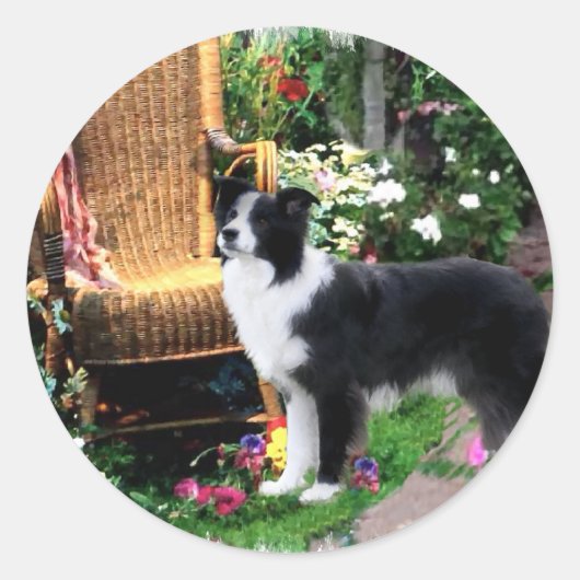 Border Collie Art Gifts Ronde Sticker (Voorkant)