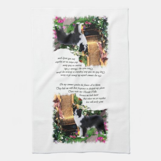 Border Collie Art Gifts Theedoek (Verticaal)