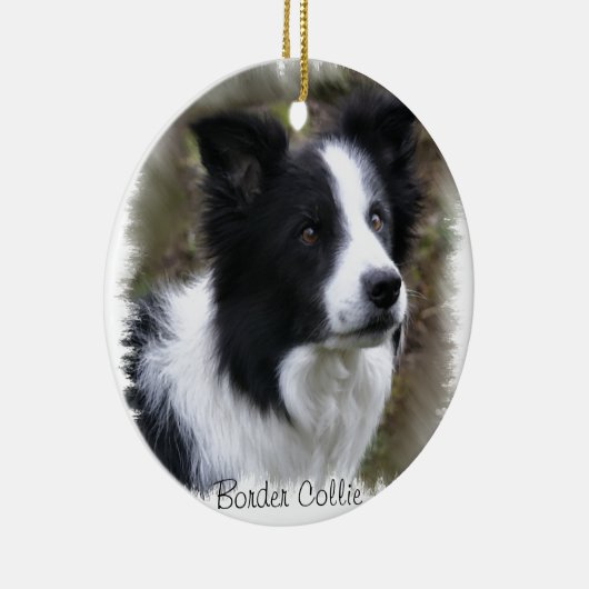 Border Collie Art Keramisch Ornament (Rechts)
