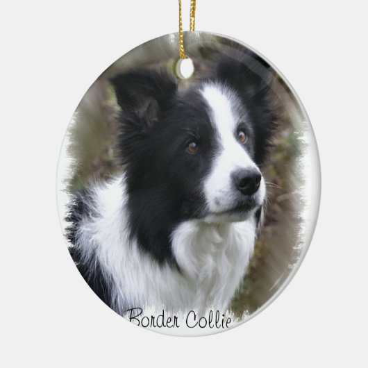 Border Collie Art Keramisch Ornament (Links)