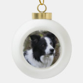Border Collie Art Keramische Bal Ornament (Voorkant)