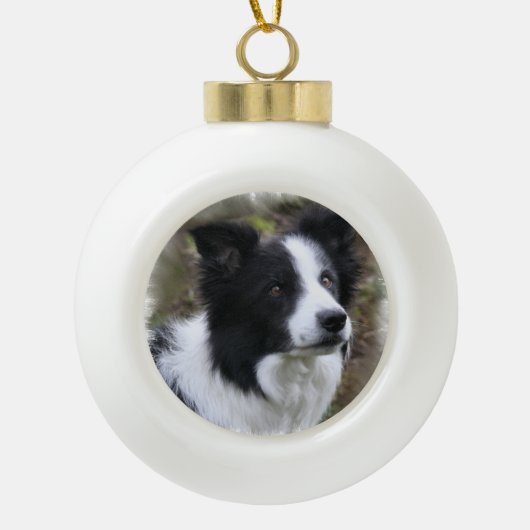 Border Collie Art Keramische Bal Ornament (Voorkant)