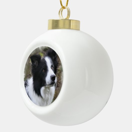 Border Collie Art Keramische Bal Ornament (Rechts)