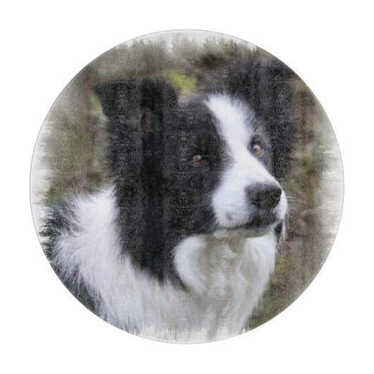 Border Collie Art Snijplank (Voorkant)