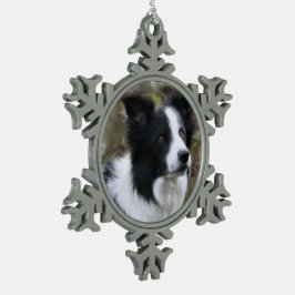 Border Collie Art Tin Sneeuwvlok Ornament
